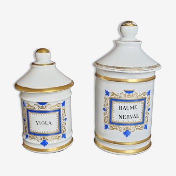 Series of two Paris porcelain pharmacy jars