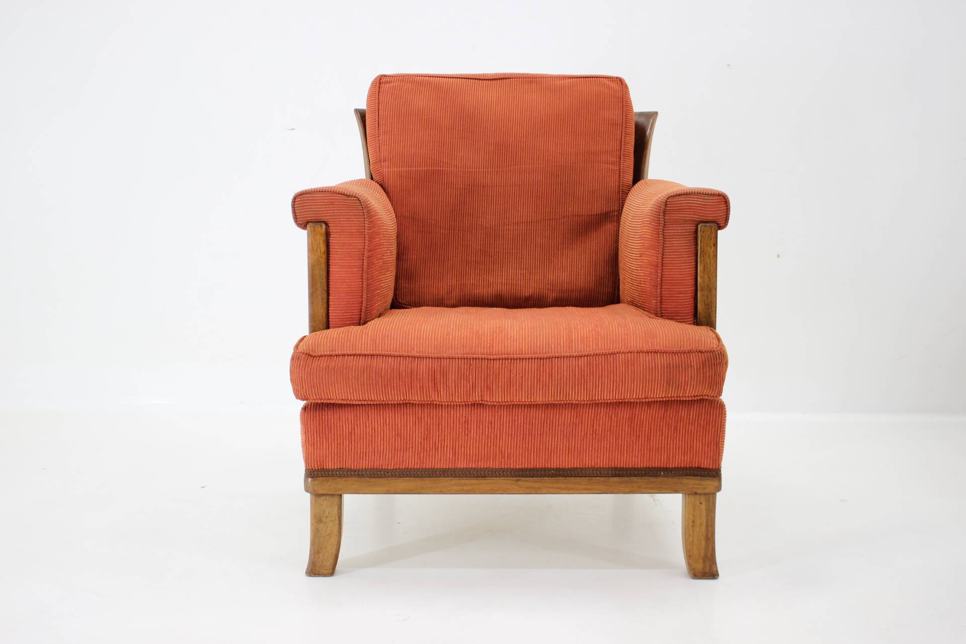 1930s art deco armchair with tabouret, czechoslovakia