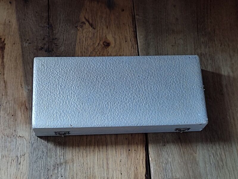 Cutlery baptism fork spoon silver metal box old box