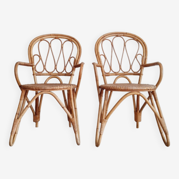 Rattan and bamboo bistro chairs