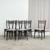 Set of 6 wooden and gray fabric chairs