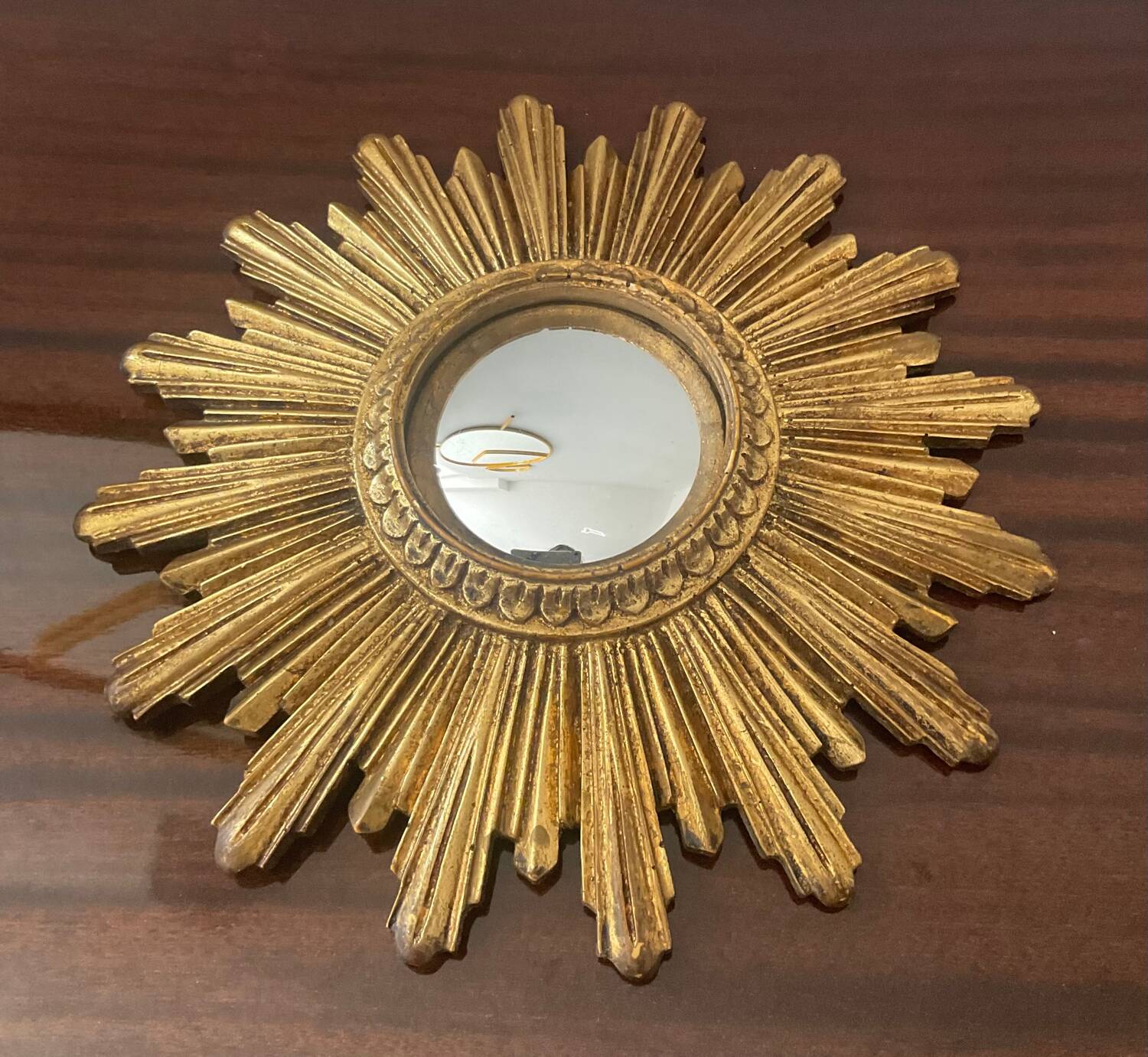 Antique Witch's Eye Sun Mirror in Gilded Wood