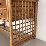 Italian Bamboo and Rattan Desk or Vanity with two Drawers, 1970s
