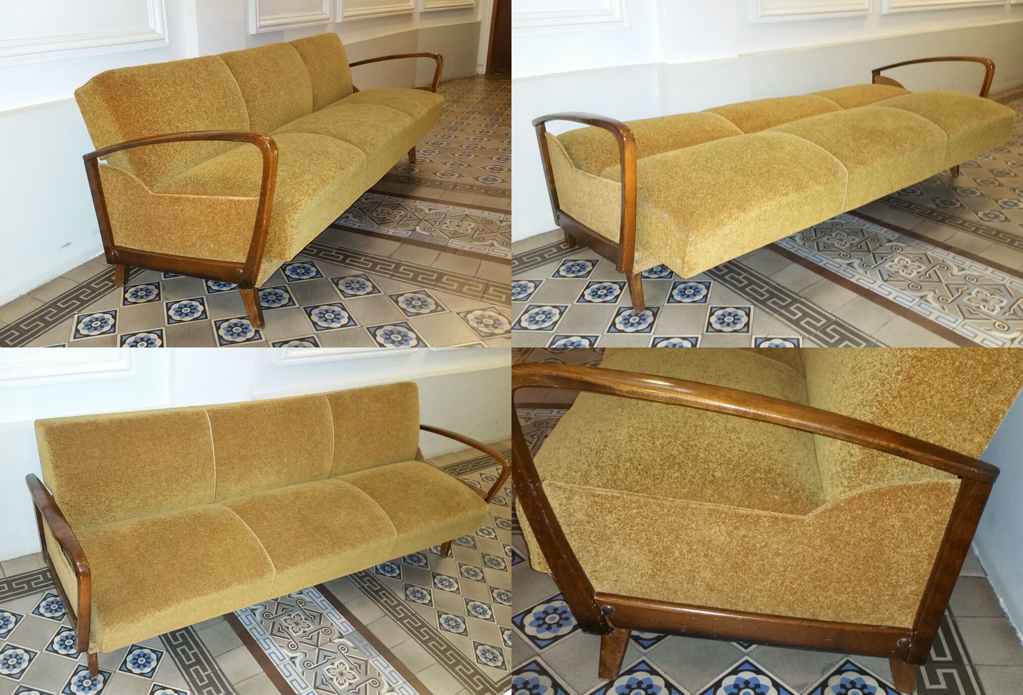 Scandinavian 50s/60s gold daybed canapé.