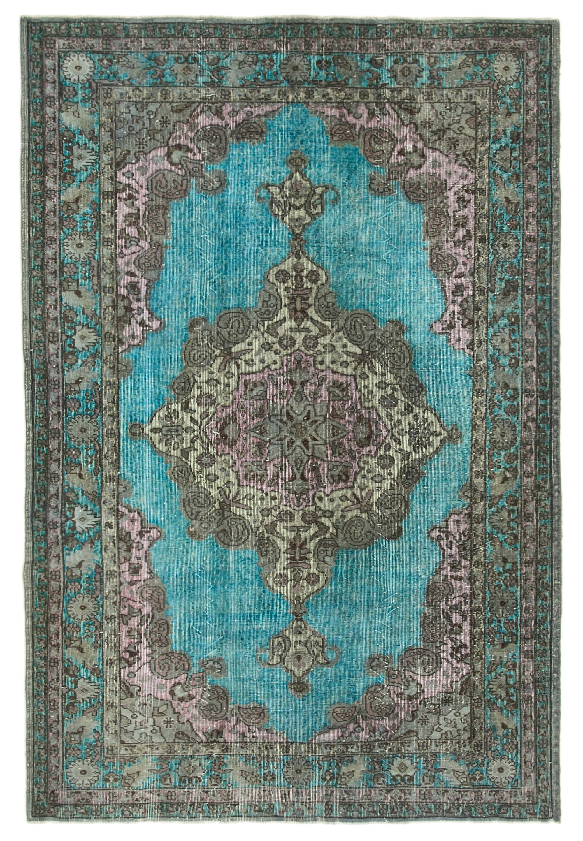 Handmade carved anatolian 1980s 180 cm x 271 cm grey rug