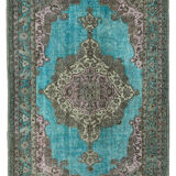 Handmade carved anatolian 1980s 180 cm x 271 cm grey rug