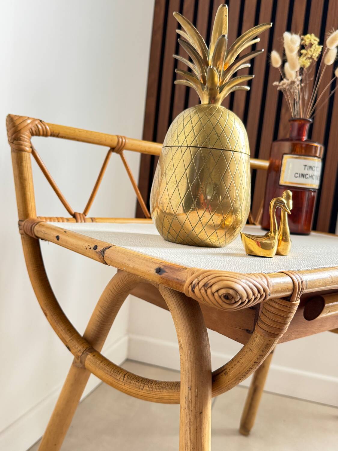 Vintage rattan side table