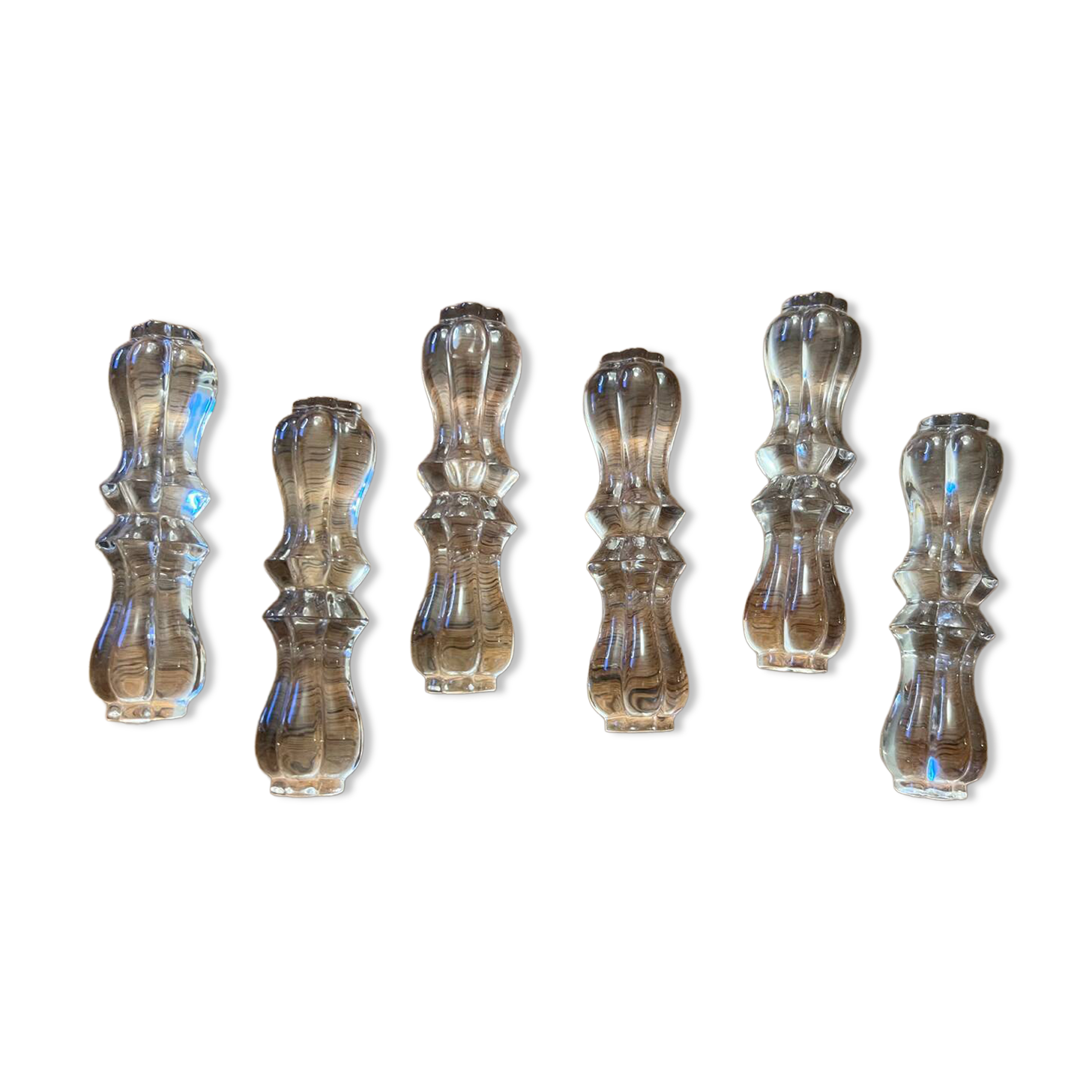 Set of 6 crystal knife rests