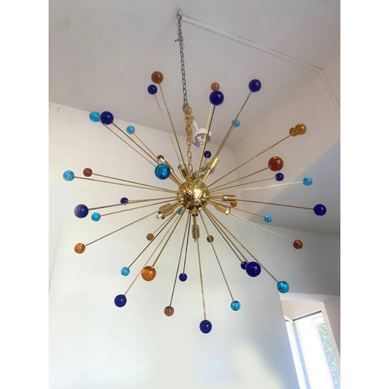 Contemporary Multicolor “Star” Murano Glass Sputnik Chandelier