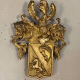 Heraldic cartouche in carved and gilded wood, Belgium, 19th century