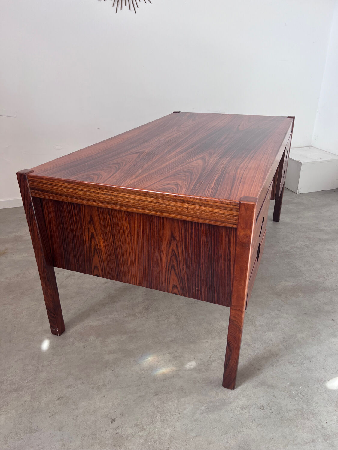 Old Danish Scandinavian desk in rosewood veneer designed by Christian Linneberg