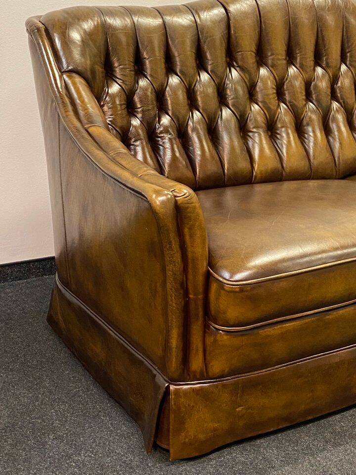 Vintage 3 seater leather chesterfield sofa