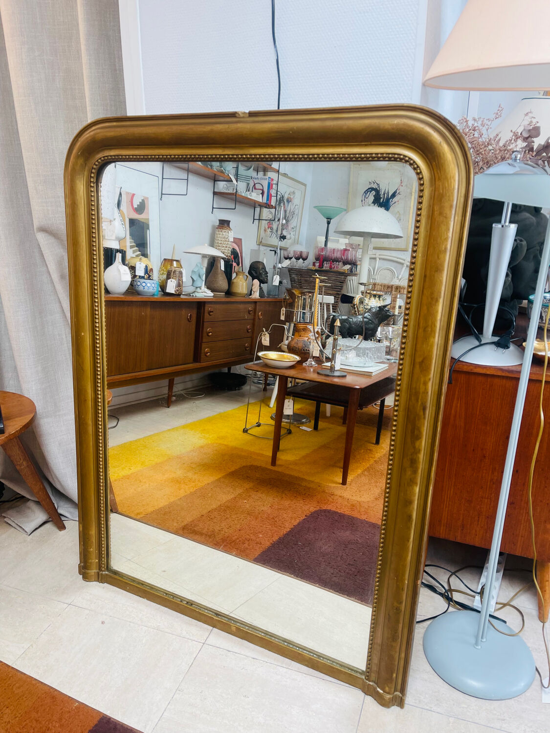 Grand miroir de cheminée Saint-Gobain, circa 1983