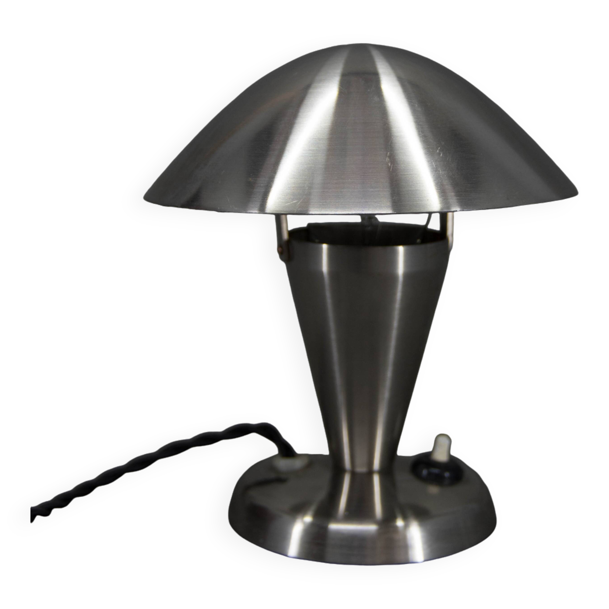 Bauhaus  Nickel "Mushroom" Table Lamp, Czechoslovakia, 1930s