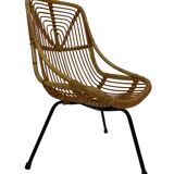 Tripod Rattan easy chair by Dirk van Sliedregt Rohe Noordwolde 1960 in the Netherlands