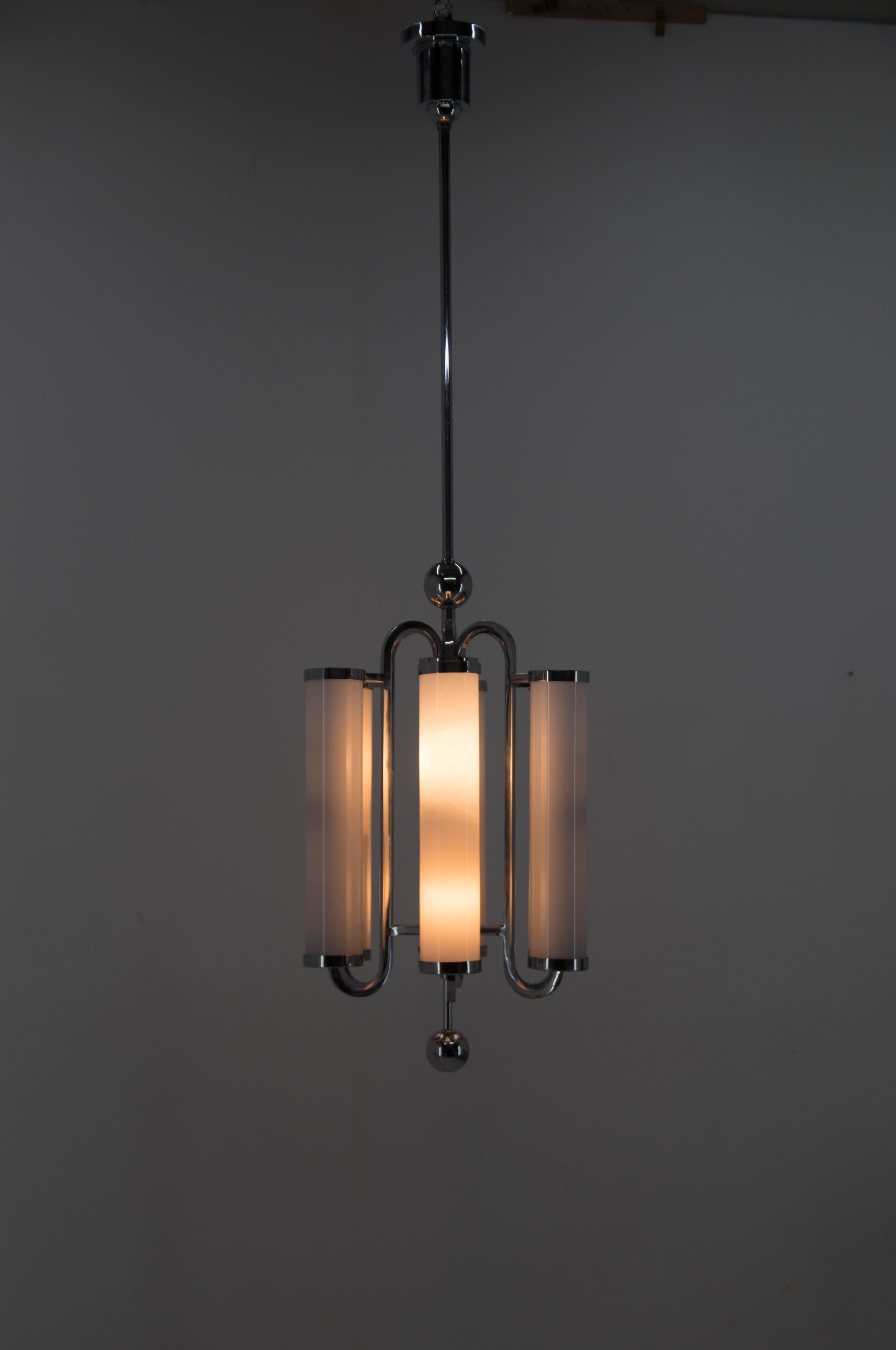 Bauhaus chrome-plated tubular chandelier, 1930s