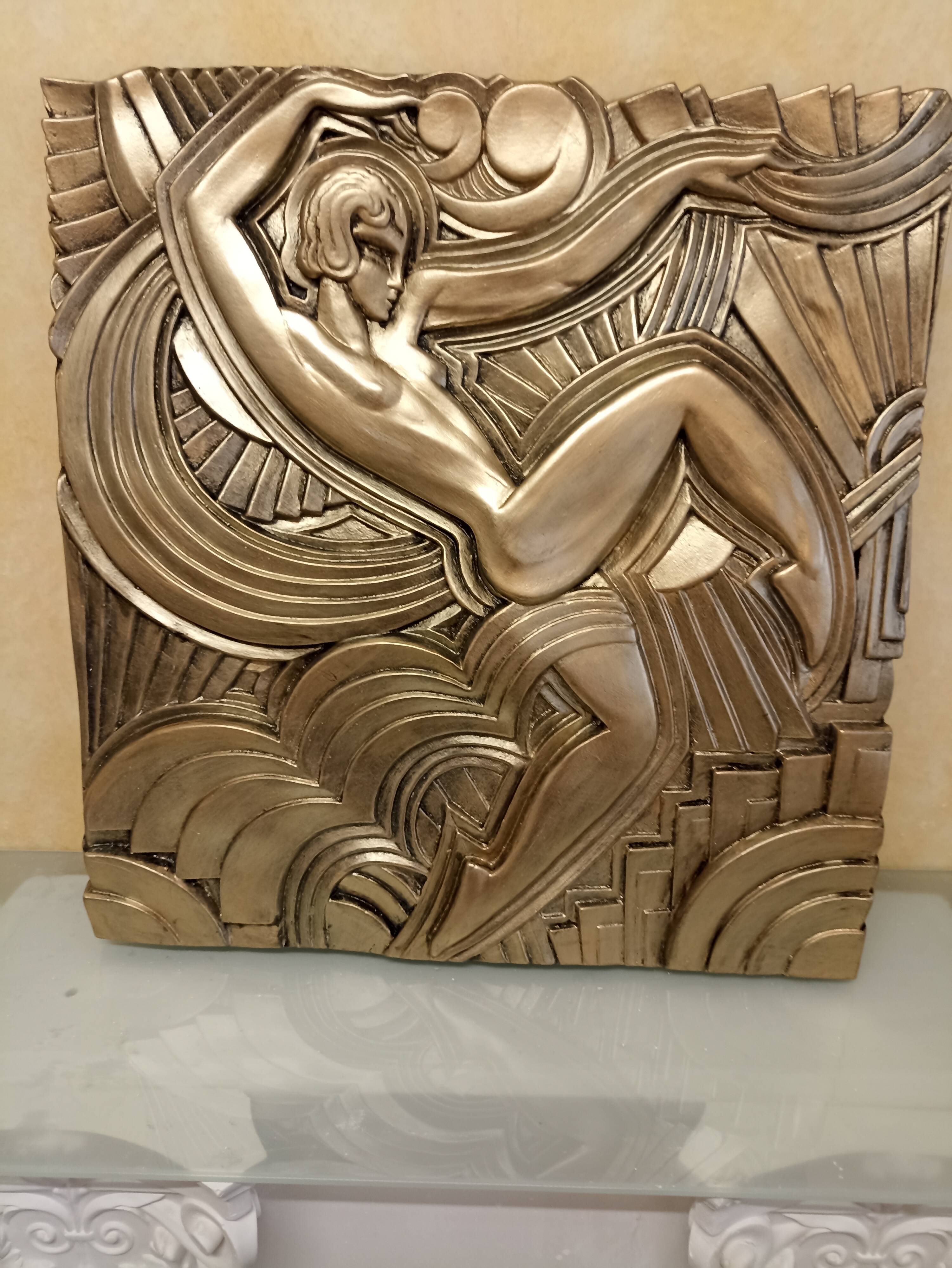 Large Art Deco bas-relief dancer "Folies bergère" after Maurice Picaud