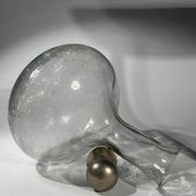 vintage cracked glass carafe with metal stopper