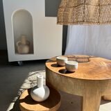 Quadripod coffee table in solid wood monoxyl natural color (dark)