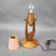 Mid-century adjustable wooden table lamp with checked shade, Czechoslovakia