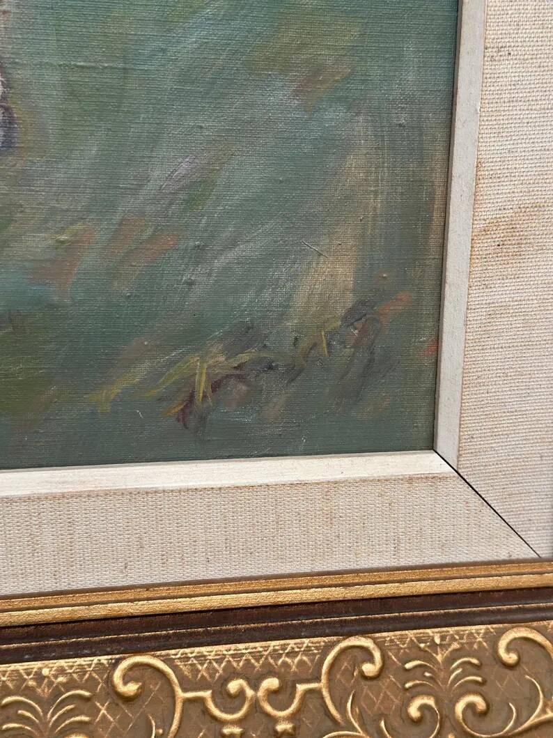 Original Swedish Oil on Canvas – “Horses” – Signed – Vintage & Framed – 59.5 × 49.5 cm