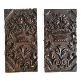 Pair of antique decorative panels in carved wood, 19th century