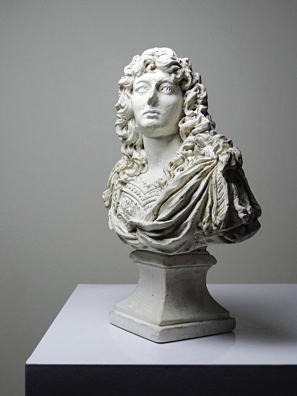 Antique white plaster bust of Louis XIV after Gole & Le Brun