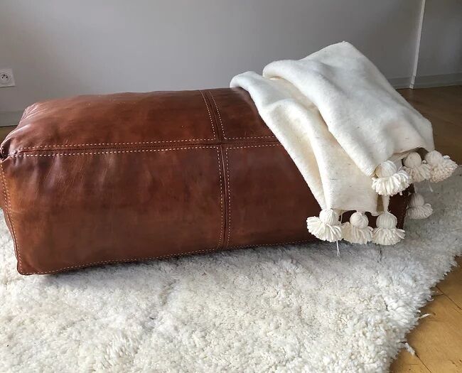 Brown leather floor cushion