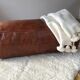 Brown leather floor cushion