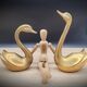 Pair brass swans