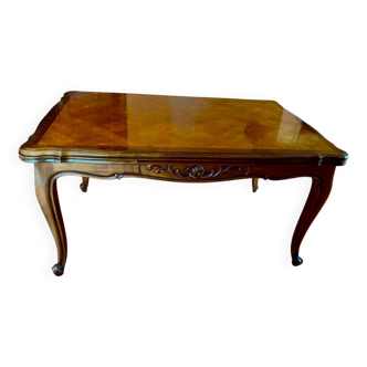 Louis XV style solid oak extending table