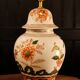 Spanish porcelain lamp hand-painted with floral patterns.