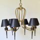 1950 six-armed brass cage chandelier