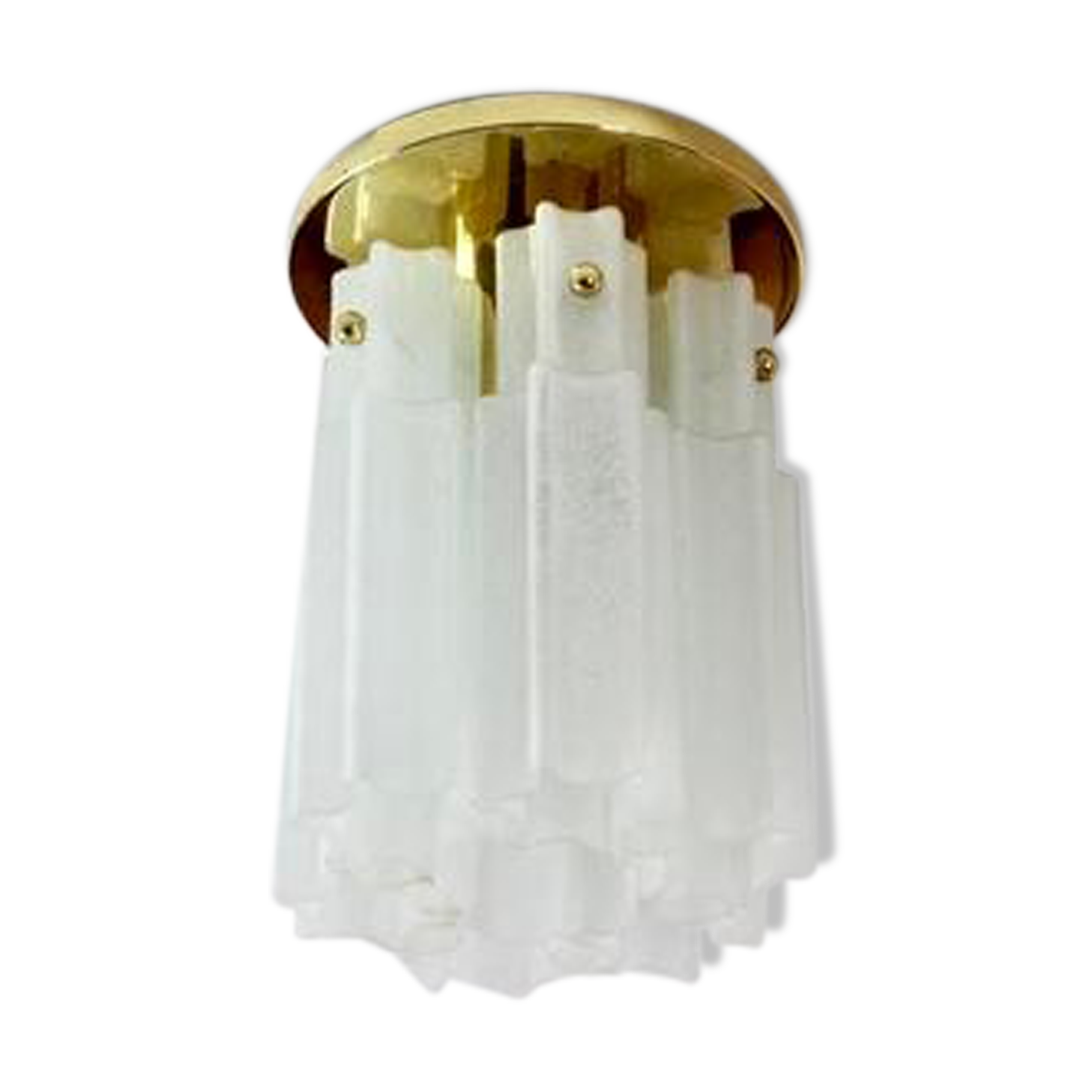 Plafonnier en laiton et verre dépoli Glashütte Limburg