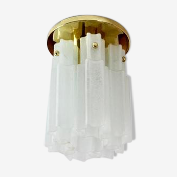 Brass ceiling light and frosted glass Glash-tte Limburg