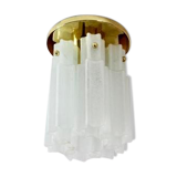Brass ceiling light and frosted glass Glash-tte Limburg