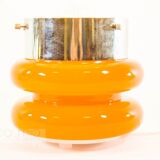 Lampe base en verre orange années 70