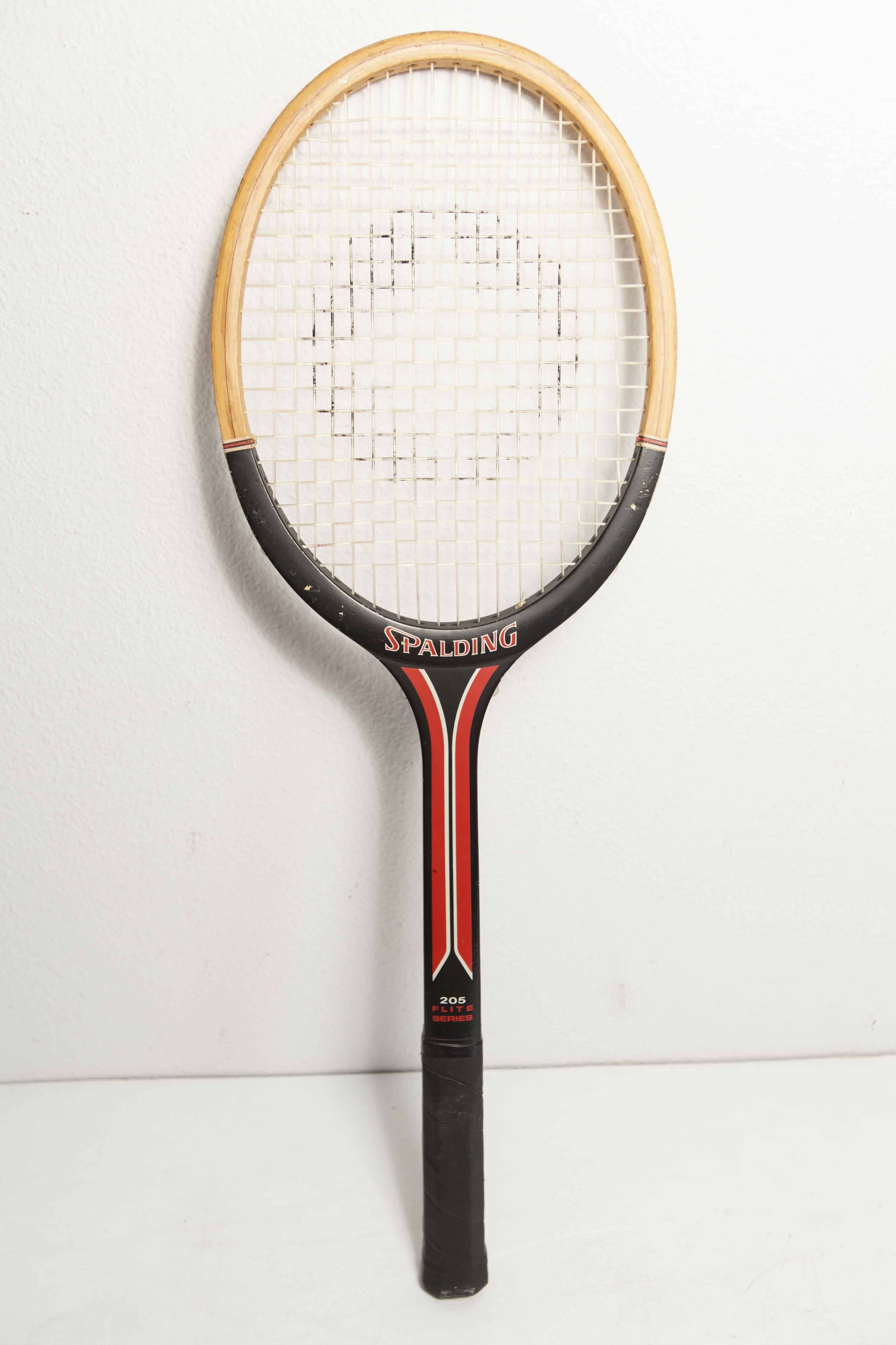 1970 Spalding black and red wooden tennis racket