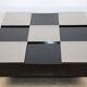 Vintage coffee table in lacquered wood and aluminium - 1970s