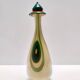 Beige Encased and Hand-blown Glass Decanter Bottle, Italy
