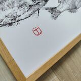Framed art print, "Print of a school of sea bream" (gyotaku)