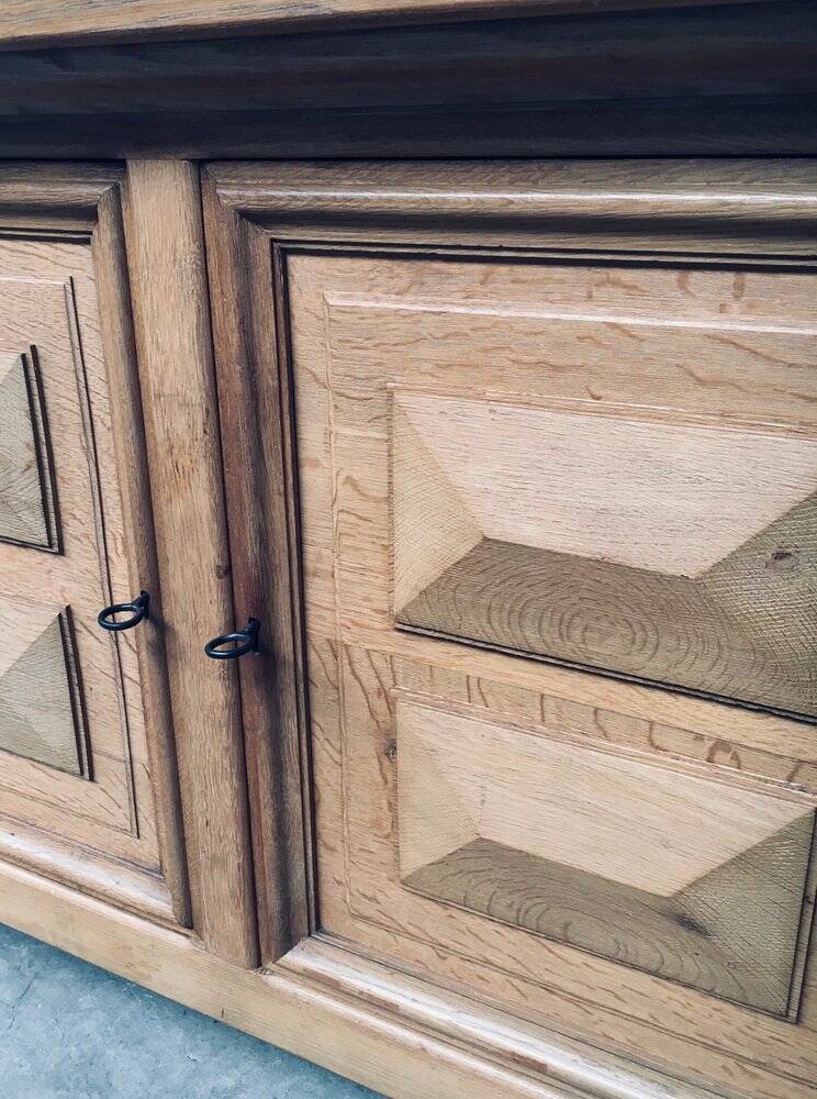Brutalist Handcrafted Oak 2 Door Cabinet, Belgium, 1950s