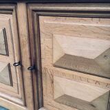 Brutalist Handcrafted Oak 2 Door Cabinet, Belgium, 1950s