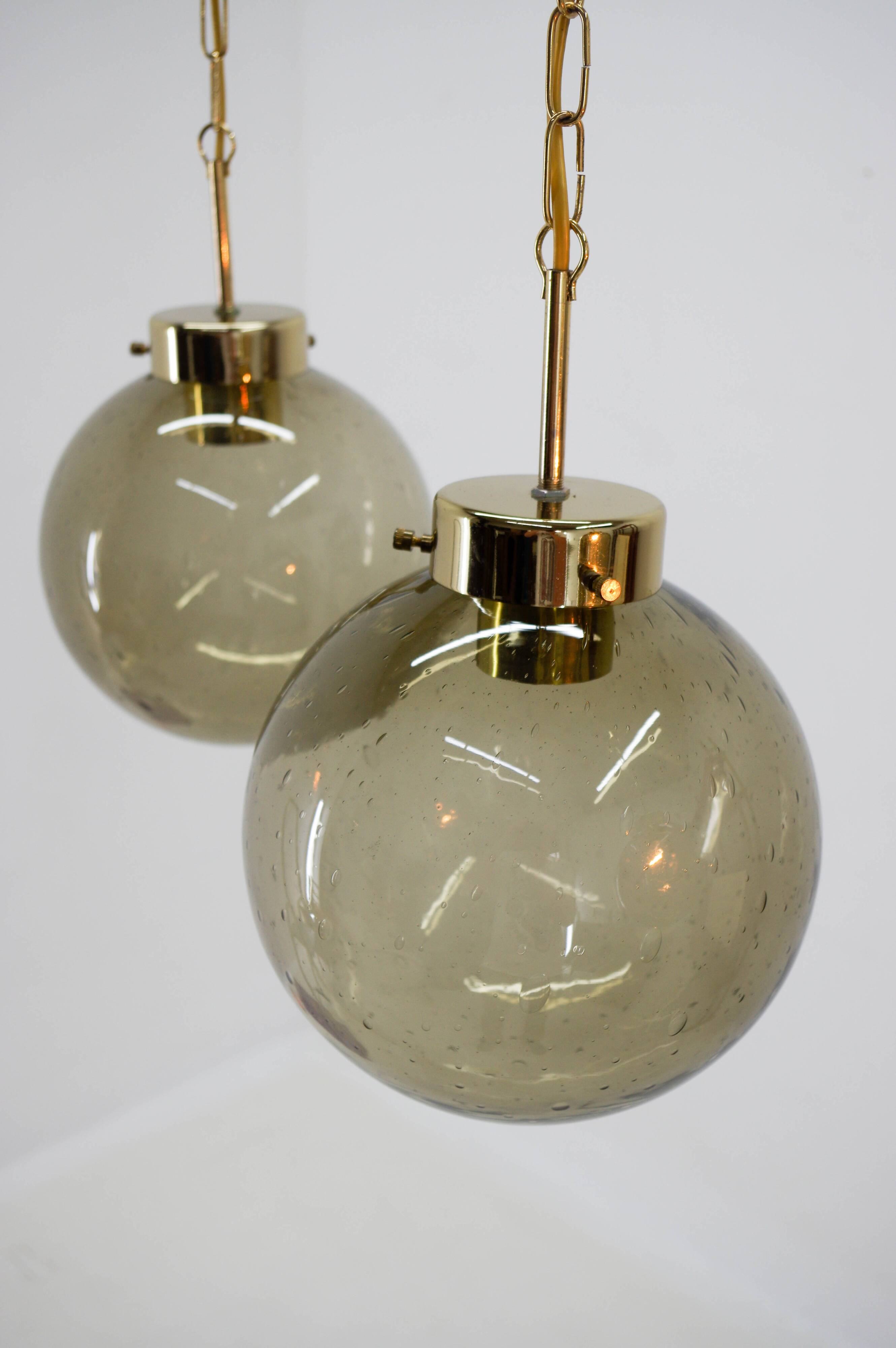 Set of Three Glass Pendants by Kamenicky Senov, 1970s