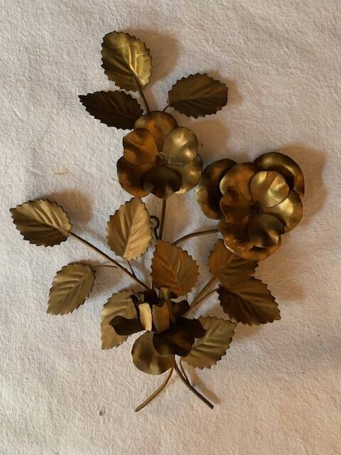 Pair of old wall lights, gold metal, 1950s