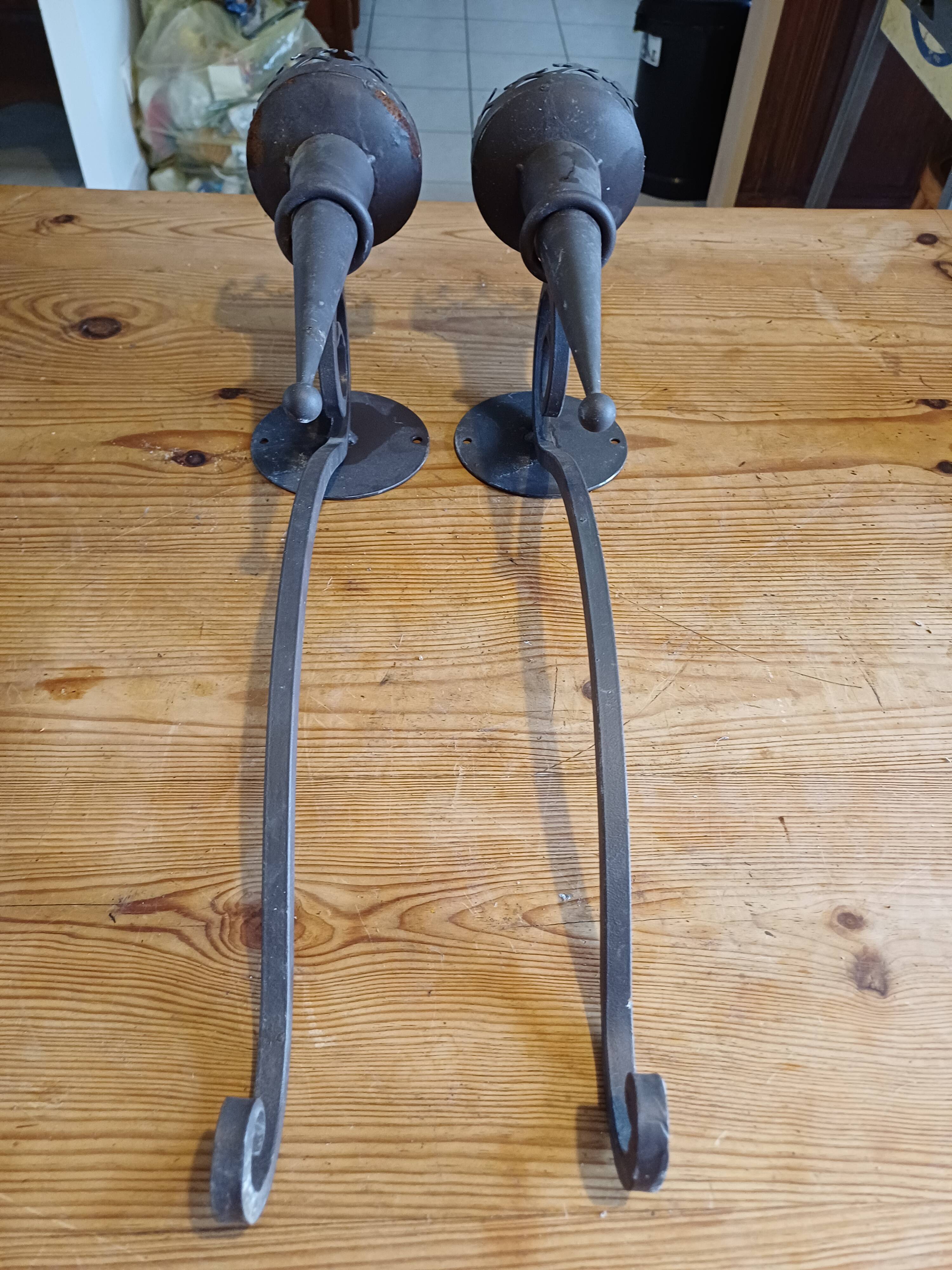 Pair of Wrought Iron Wall Lights