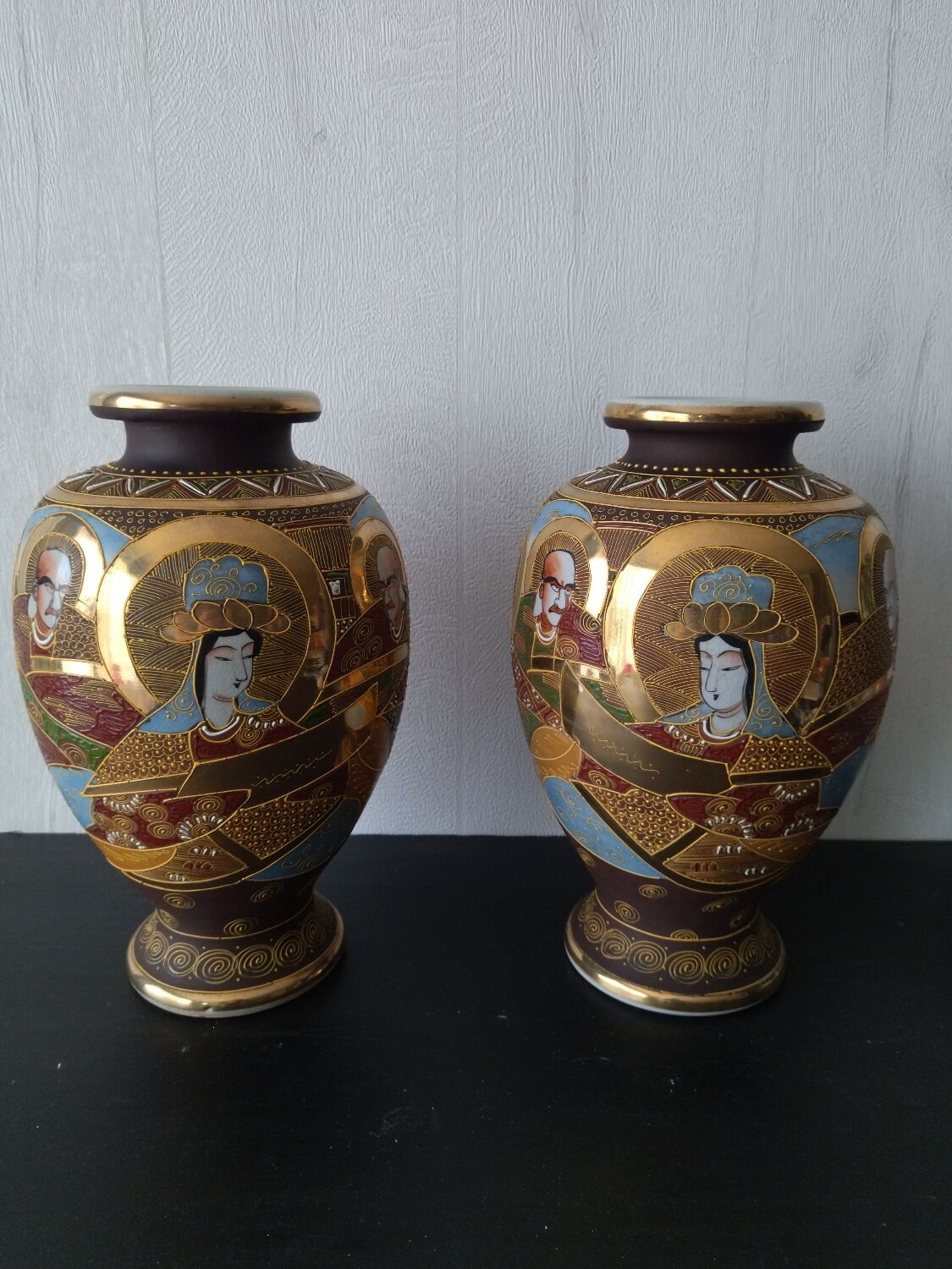 Pair of vintage satsuma vases