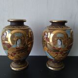 Pair of vintage satsuma vases