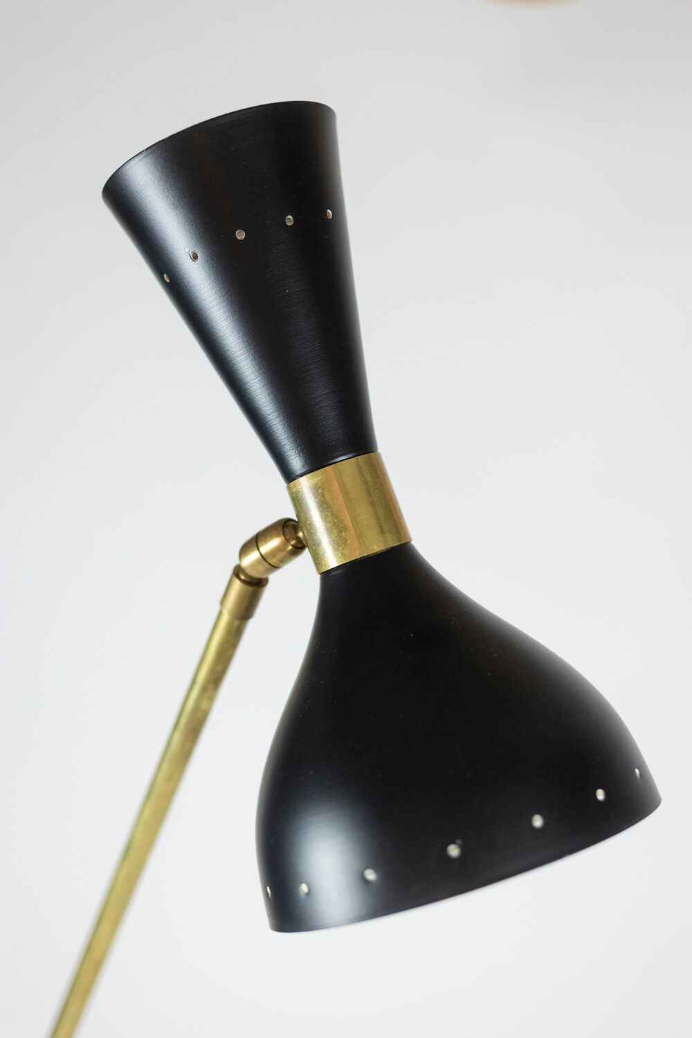 Floor lamp in perforated sheet metal and gilded brass, 1960s
