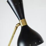 Lampadaire en tôle perforée et laiton doré, années 1960